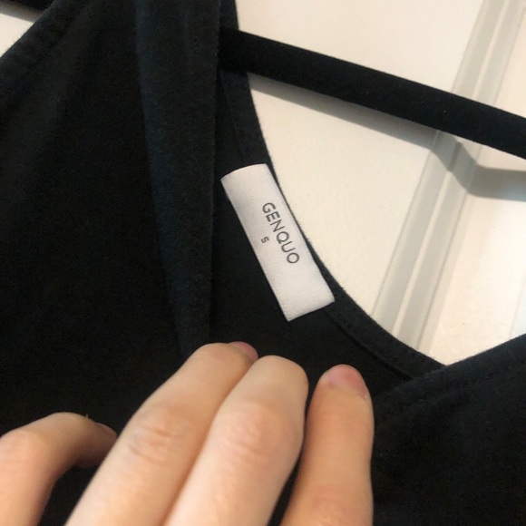 Black Cotton Tank Midi Dress w/ Two Slits Size Small - Picture 3 of 9